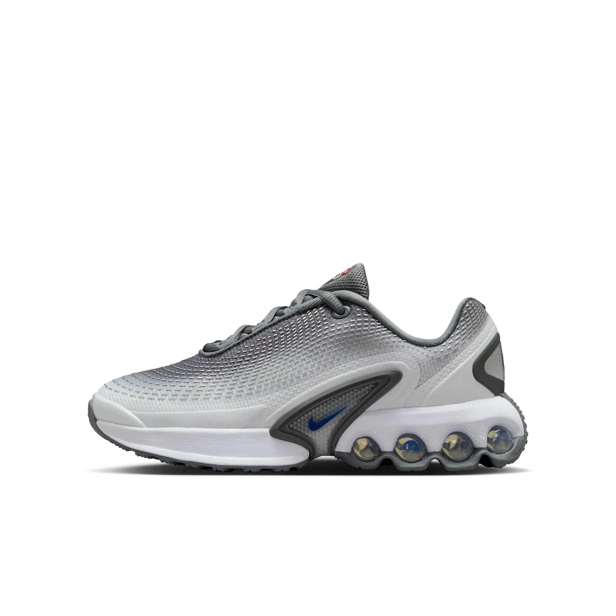 Nike Air Max Dn "White & Metallic Silver" Training Closed Sneaker Trainer, Athletic Trainer Sneaker, Thick Sole Sneaker