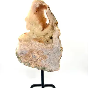 Brazilian Pink Amethyst Crystal Slab Specimen- mounted on display stand