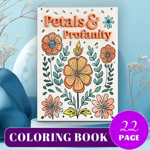 Petals & Profanity Flower Coloring Book for Adults & Kids | 120GSM Thick Paper No Bleed Through, 22 Pages Stress Relief Mandala Floral Coloring Pages, Non-Toxic Odorless, Easy to Color, Perfect for Relaxation, Art Therapy & Creative Hobby
