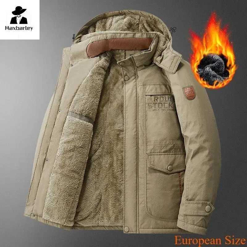 New Winter Jacket Men's high quality Thick Fleece Cold-proof Detachable Hooded Parkas Casual Ski Hunting Windproof Padded Coat