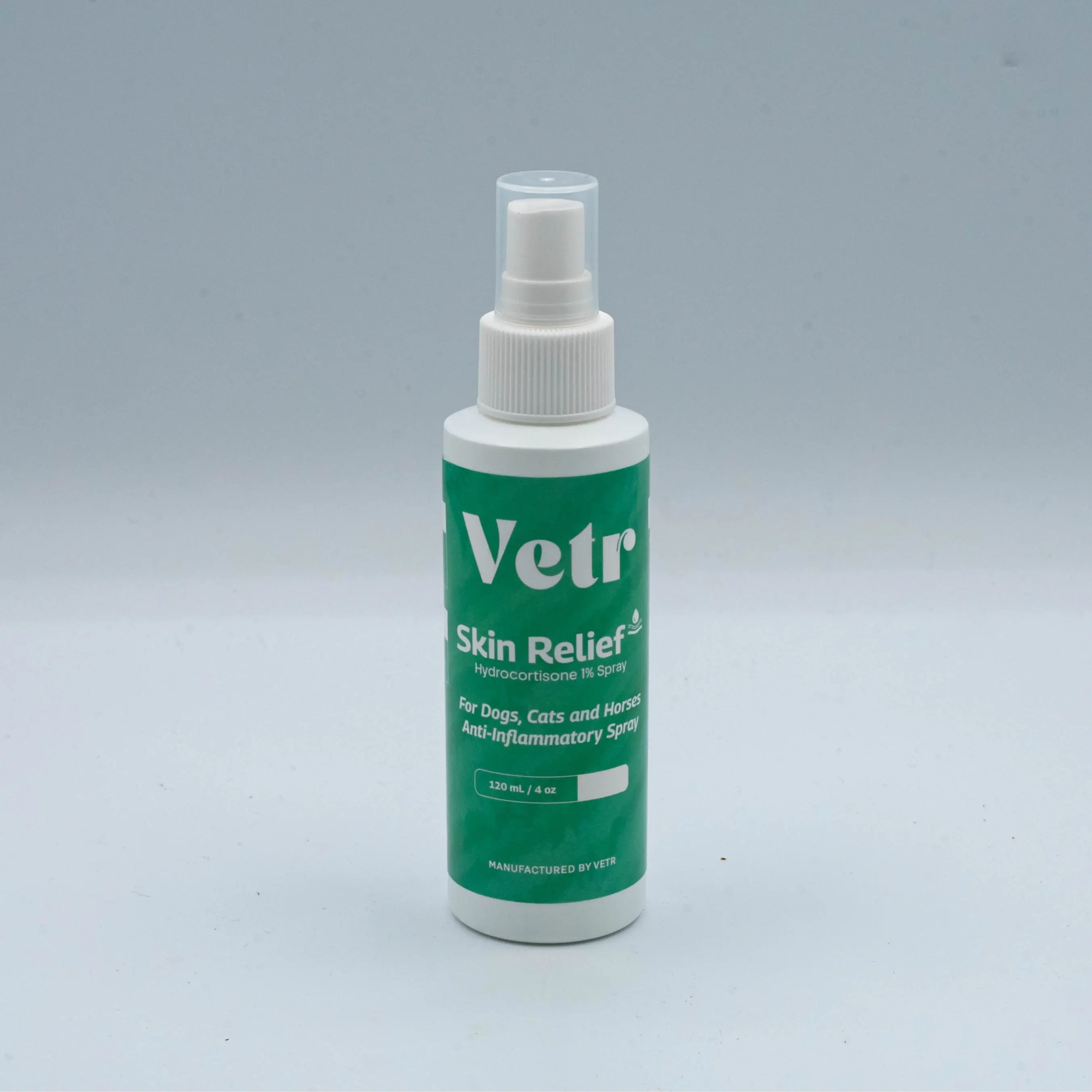 vetr Skin Relief Hydrocortisone Spray for Dogs - Topical Support for Itchy Skin and Hot Spots - 4 oz (120mL) - Vet-Formulated in USA