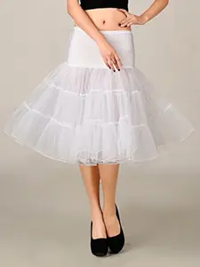 Fluffy Tulle Tutu Petticoat Soft 2-Layered Underskirt for Wedding, Prom, Ball Gown Adds Volume, Elastic Waist, Women's Party Skirt