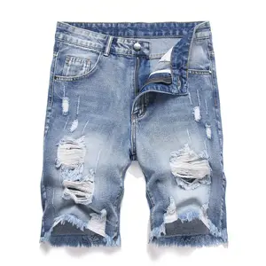 Men's Fashionable Distressed Washed Denim Shorts Jeans Trouser