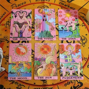 Pink Tarot Cards Deck for Beginners, 78 Tarot Cards with Guide Book,Fortune Telling Cards, Divination Tools for All Skill Levels (Pink)