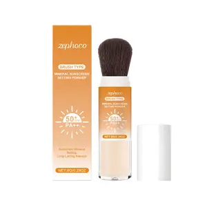 Zephoco Protective Makeup Mineral Sunscreen Setting Powder, Gentle Protection, Sunscreen, Natural Long-Lasting Oil Control, Daily Portable Care, Brush Type