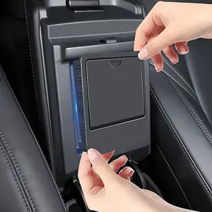 Car central control storage box, press switch, suitable for Tesla Model 3/Y 2017-2023 hidden armrest box storage box, automotive interior accessories, Center Console Organizer