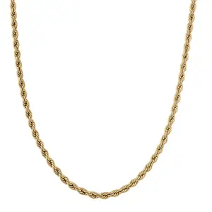 Shop LC Rope Chain Necklace in ION Plated Yellow Gold Stainless Steel 20-22 Inches