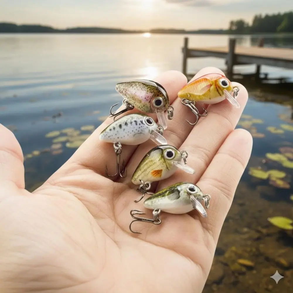 Ultra-Light 1.5g Mini Wobbler Lure Set, 2.7cm Realistic Small Fish Crankbait for Bass, Panfish, Trout. Non-Slip Hooks, Saltwater & Freshwater Fishing, Multi-Environment Hard Bait Kit for Versatile Fishing.