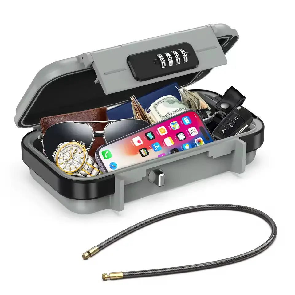 Portable Beach Lock Box with 4-Digit Code – Anti-Theft Safe for Phone, Wallet & Keys | Water-Resistant Travel Security Case