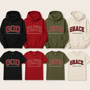 [Faith Collection] GOD JESUS GRACE FAITH Hoodie – Christian College Letter Sweatshirt for Men and Women, Inspirational Bible Verse Pullover, Perfect Gift for Believers