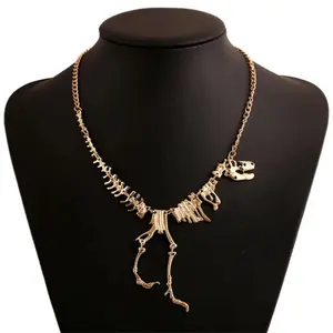 Sexy Long Necklaces Gothic Tyrannosaurus Rex Skeleton Dinosaur Pendant Charm Dragon Bone Jewelry Men Women Gifts
