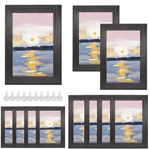 Photo Frame Set 11 Pieces, Multiple Sizes, Including 12X15 1 Piece, 9X11 2 Pieces, 6X8 4 Pieces, 5X7 4 Pieces, Come with No DingTalk, Black