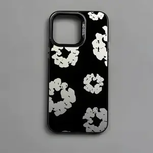 Reflective Silver-Black Floral Mobile Phone Case Compatible with iPhone 17 Pro Max, 16, 15, 14, 13, 12, 11 – Ideal Birthday, Holiday Gift