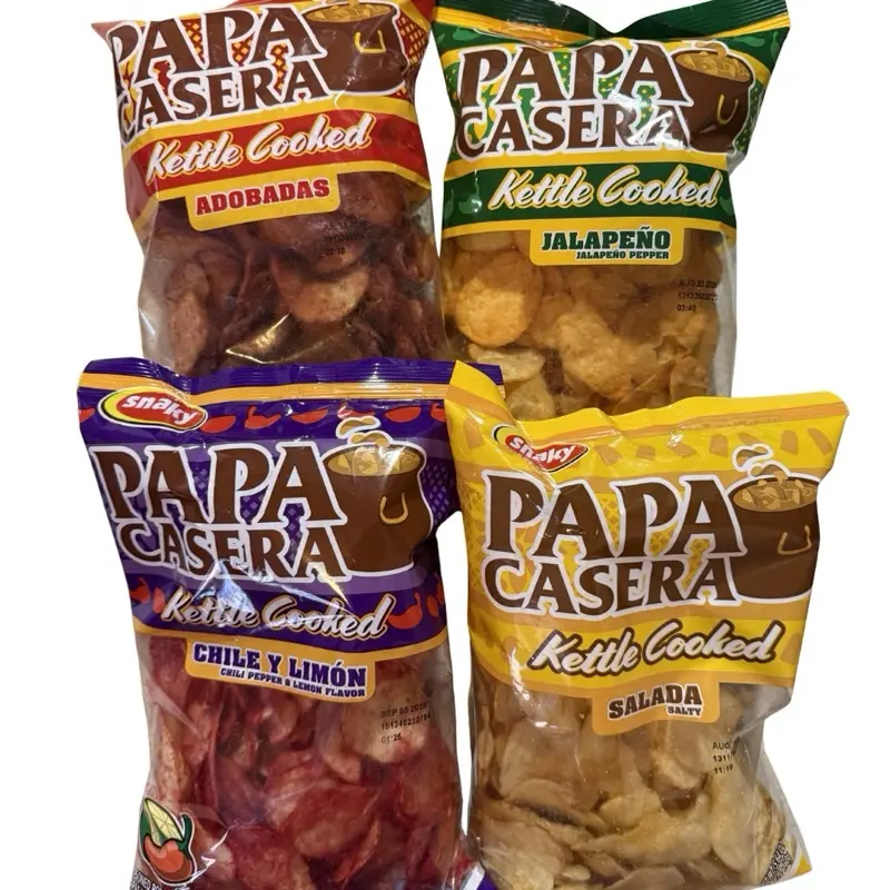 Papa Casera Kettle Chips Snack - 160g Crispy Varieties: Original, Jalapeno, Chile Lemon, Adobadas