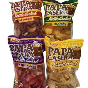 Papa Casera Kettle Chips Snack - 160g Crispy Varieties: Original, Jalapeno, Chile Lemon, Adobadas