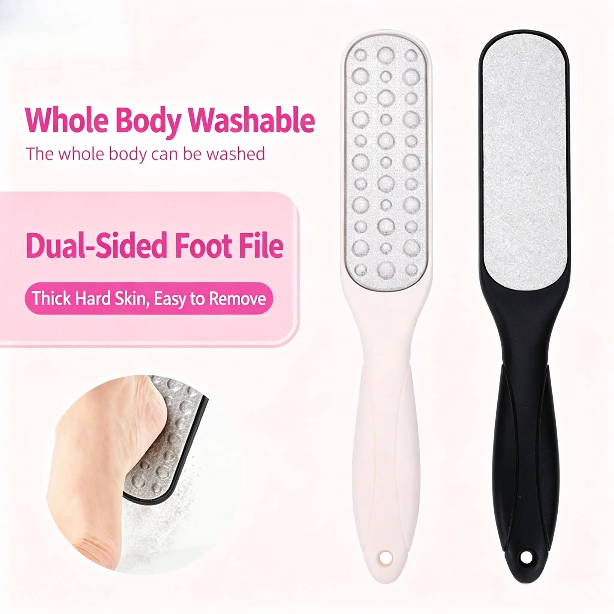 Double-Sided Foot Dead Skin Removal Tool, Foot Callus Grinder, Exfoliating Tool - Stainless Steel & Silicone - for Dry, Cracked Feet - Spa & Home Use, Ideal Gift for Foot Care Enthusiasts