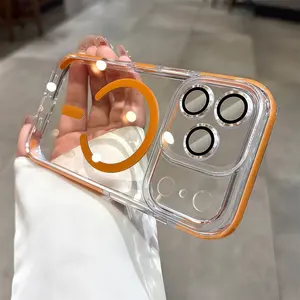 【 iPhone17 case 】Airbag ice crystal magnetic for iphone17Pro Max 16 15 Air iPhone case silicone soft shell TPU shockproof