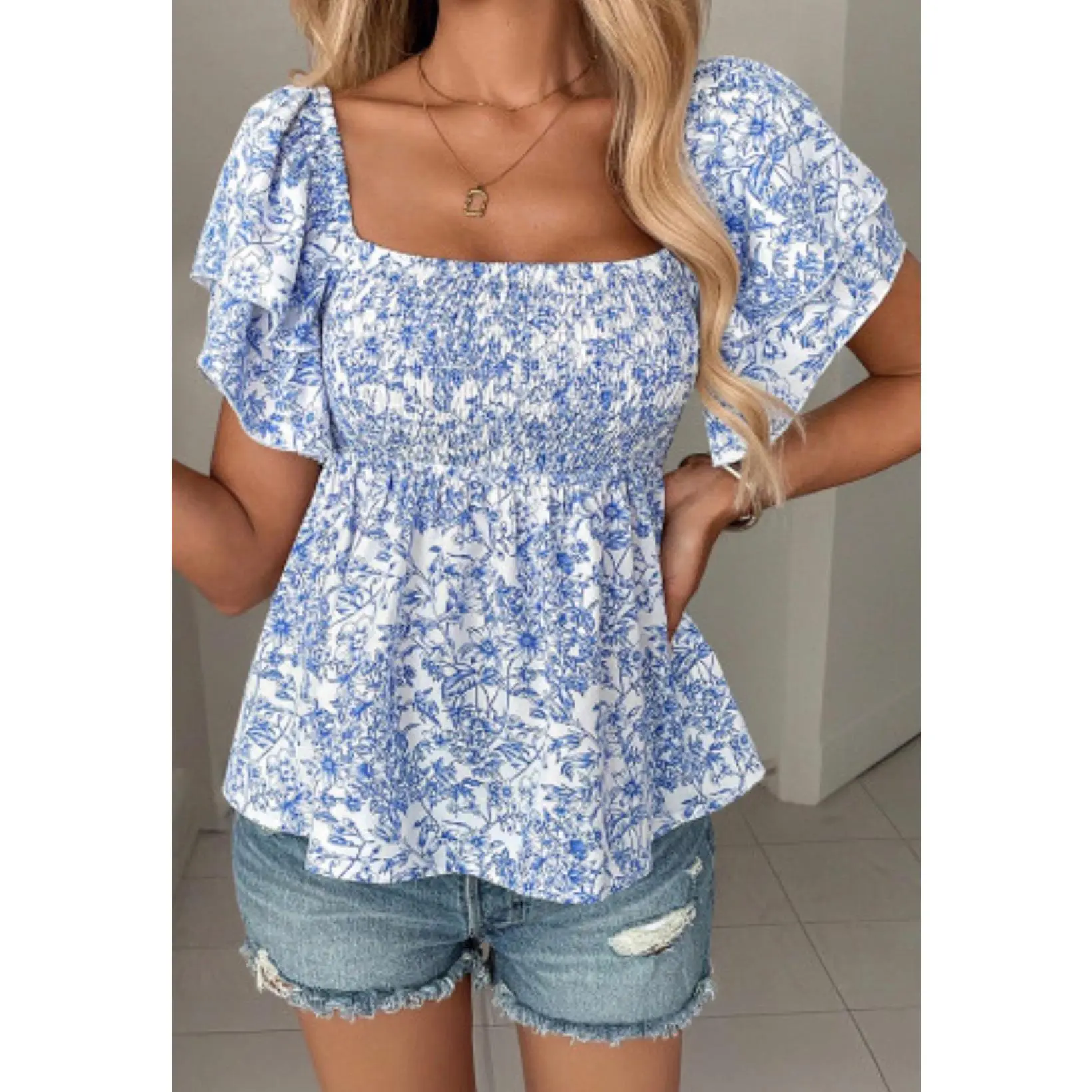 Bluebell Breeze Smocked Top
