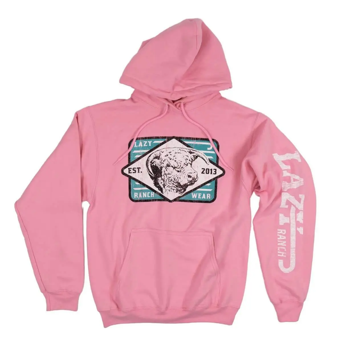 Lazy J Ranch Wear Women's Iron Horn Pink Hoodie