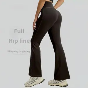 Women's High-Waisted Sports Tights Full Hip Line Slimming Longer Leg Suitable for Yoga Fitness Running Leisure Comfortable Breathable Thin Leg Horn Trousers Four Seasons General Outdoor Sports Clothing