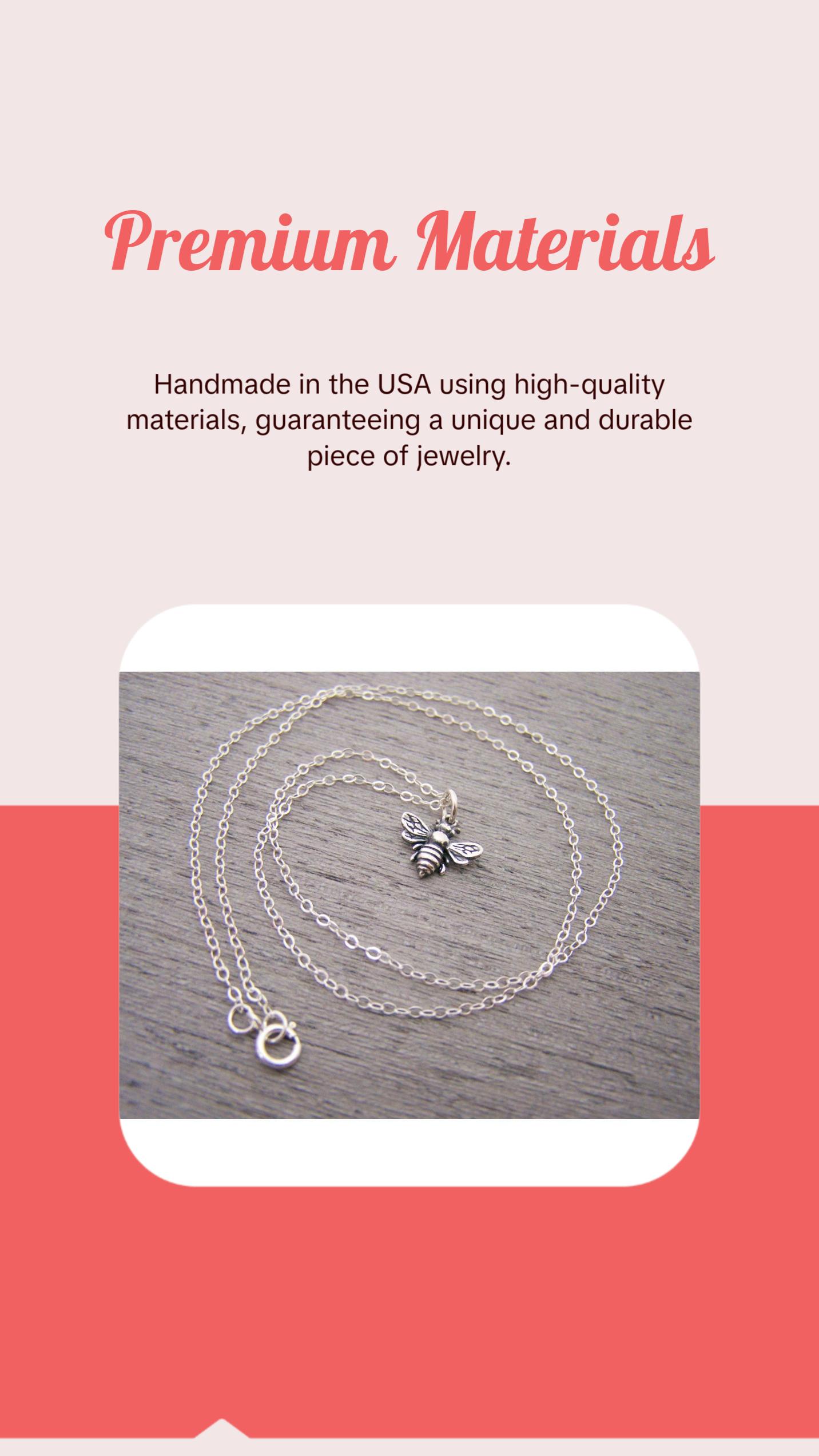 3D Bumblebee Charm Sterling Silver Necklace - Bee Pendant