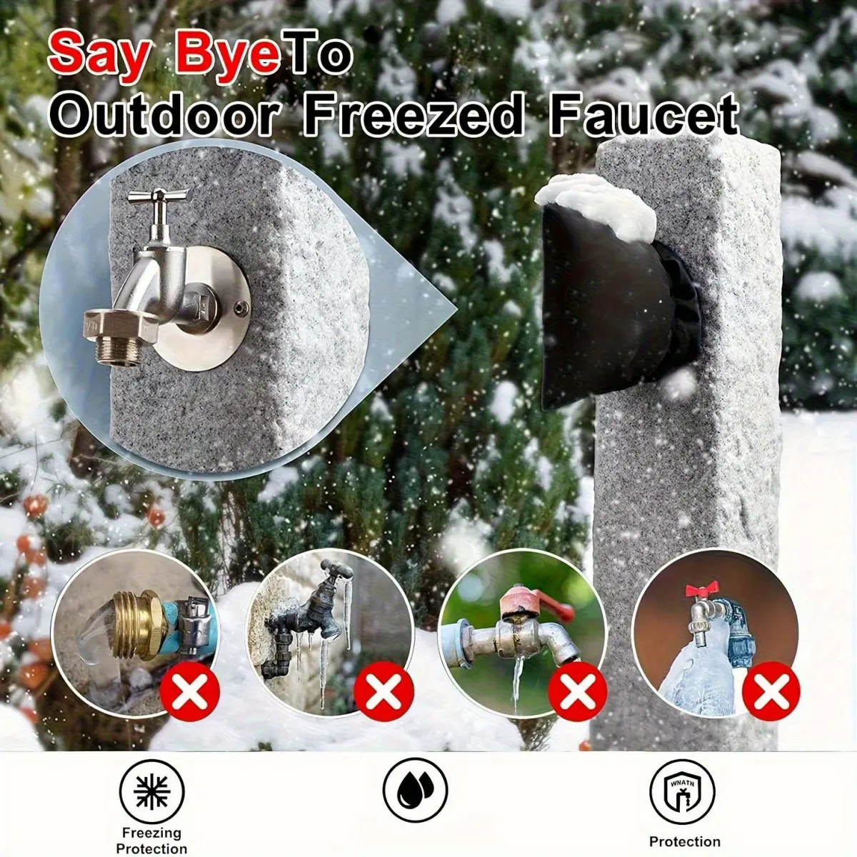 Water Faucet Freeze Protection Cover, Outdoor Winter Insulation Sleeve, Home Heating Thickened Frost Guard, Durable Water Tap Protector