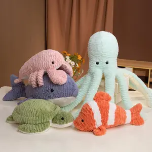 Plush dolls, marine animals, pillows, clownfish, sharks, octopuses, turtles, lobsters, sleep companions, children's gifts