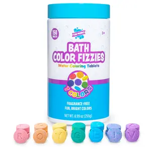 Bath Color Fizzies for Kids, 150 Color Changing Bath Tablets, Nontoxic Fragrance Free Bath Water Coloring Tablets, 7 Vibrant Colors