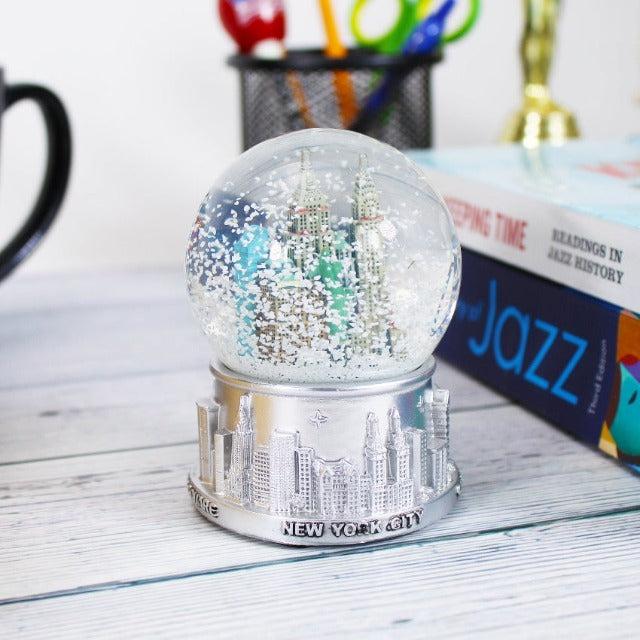 65MM Silver Skyline "NEW YORK City" Snow Globe | NYC Snow Globe | New York Souvenir