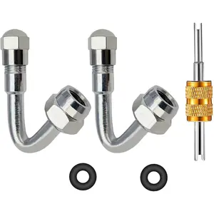 Valve Stem Extenders,45 Degree 90 Degree 135 Degree Tire Valve Extension Compatible for Dual Wheels Passenger Cars, RV,, Bicycles, Motorcycles and Trailers (2 Pack 45 Degree)