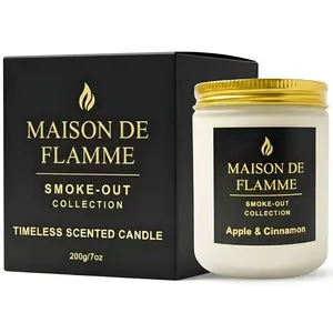 Maison De Flamme Smoke-Out Candle – Apple & Cinnamon | Odor-Eliminating Scented Candle (White Jar, 200g/7oz)