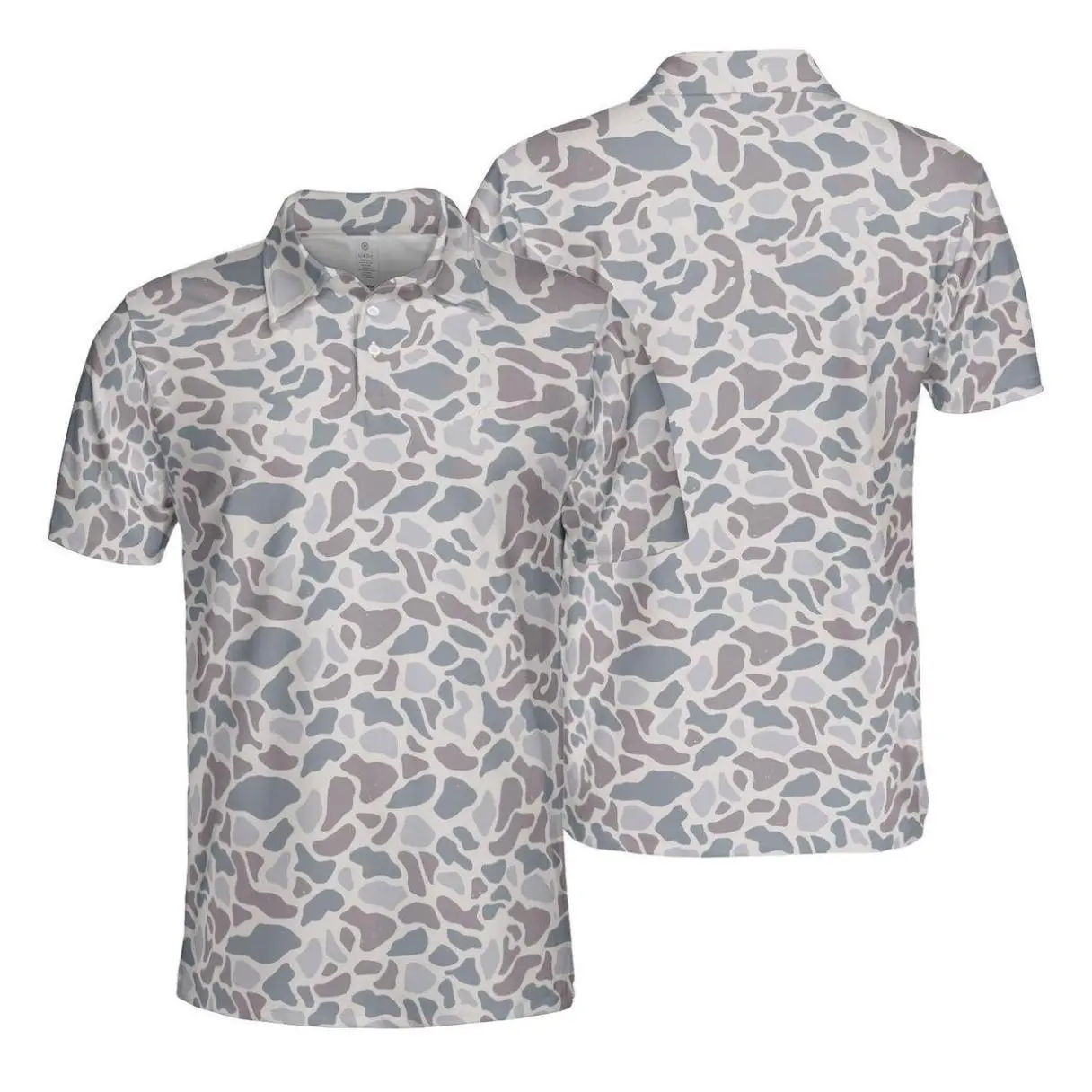 Deer Camouflage Polo Shirt Mens Outdoor Fishing Golf Short Sleeve Shirt