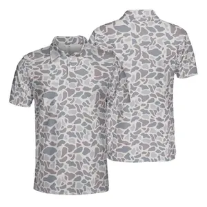 Deer Camouflage Polo Shirt Mens Outdoor Fishing Golf Short Sleeve Shirt