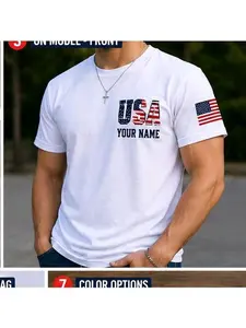 Custom USA T-Shirt Personalized Name Number Patriotic Shirt
