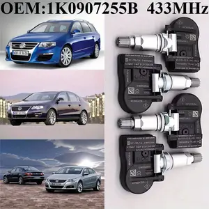 1Pcs/4Pcs OEM#1K0907255B #433MHz TPMS/TIRE PRESSURE SENSOR Fit For #VOLKSWAGEN:CC(2009-2010) MAGOTAN(2007-2016) R36(2009-2011), Powered By Panasonic CR2450 Battery, Battery Life More Than 8 Years.