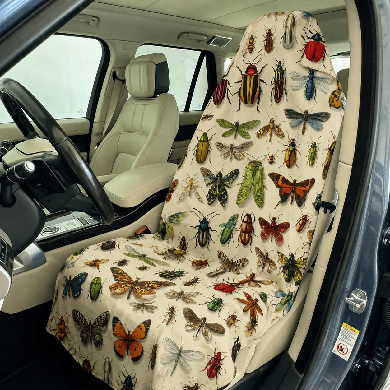 Sad Bug Summer Car Seat Cover, Waterproof Seat Protector for, Athletic Quick-Dry Towel Cover, Floral Car Interior Accessory