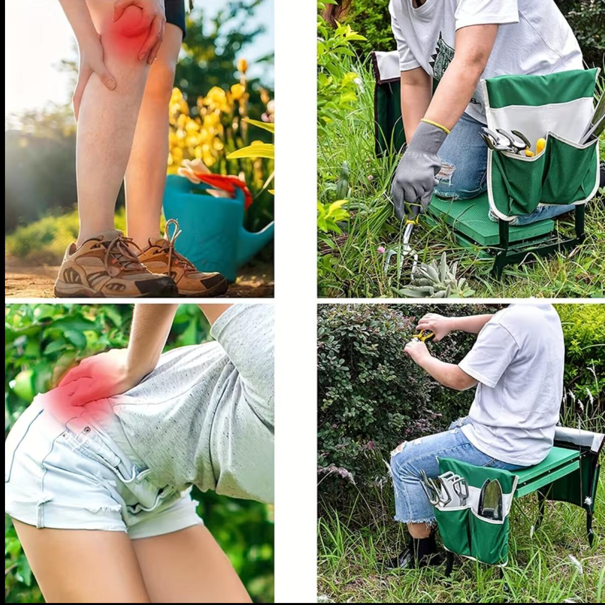 Pleasantly surprised！Upgraded Garden Kneeler and Seat with Soft Pad Foldable Stool for Gardening Heavy Duty 330 lbs Capacity Large Tool Pouches - Foam