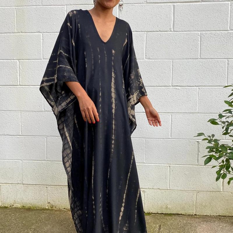 A-105 Silky Caftan Dress Black Tie Dye Kaftan Luxury Spring Dresses African Dress Mumu Caftan Bubu Dress Cruise Dress Resort Wear