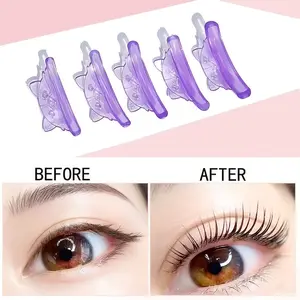 5 pairs of eyelash curlers, suitable for different lengths of eyelashes, purple self-adhesive lash curling tools, create natural-looking lashes with a cute design