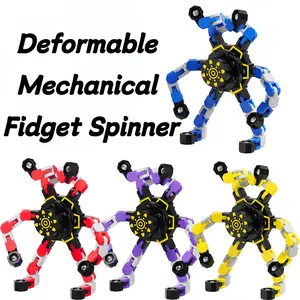 4PCS Transformable Spider Robot Fidget Spinner Set - Mecha Fingertip Spin Toy for Stress Relief and Focus, Fun Interactive Toy for Kids and Adults