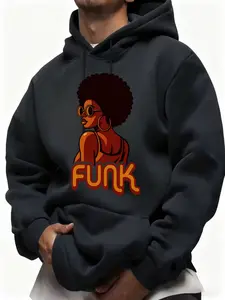 Funk Afro Woman Oversized Hoodie Men, Trendy Light Pullover Sweatshirt, Cozy Fleece Hoodie for 70s Style, Long Sleeve, Casual Fit