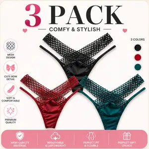 Women's 3PCS Ice Silk Seamless Underwear Set - Low-Rise Panties, Seamless Crotch, Soft, Lightweight, Breathable, Multi-Pack Set Thongs, Lower-Rise, Assorted Colored for Daily Wear