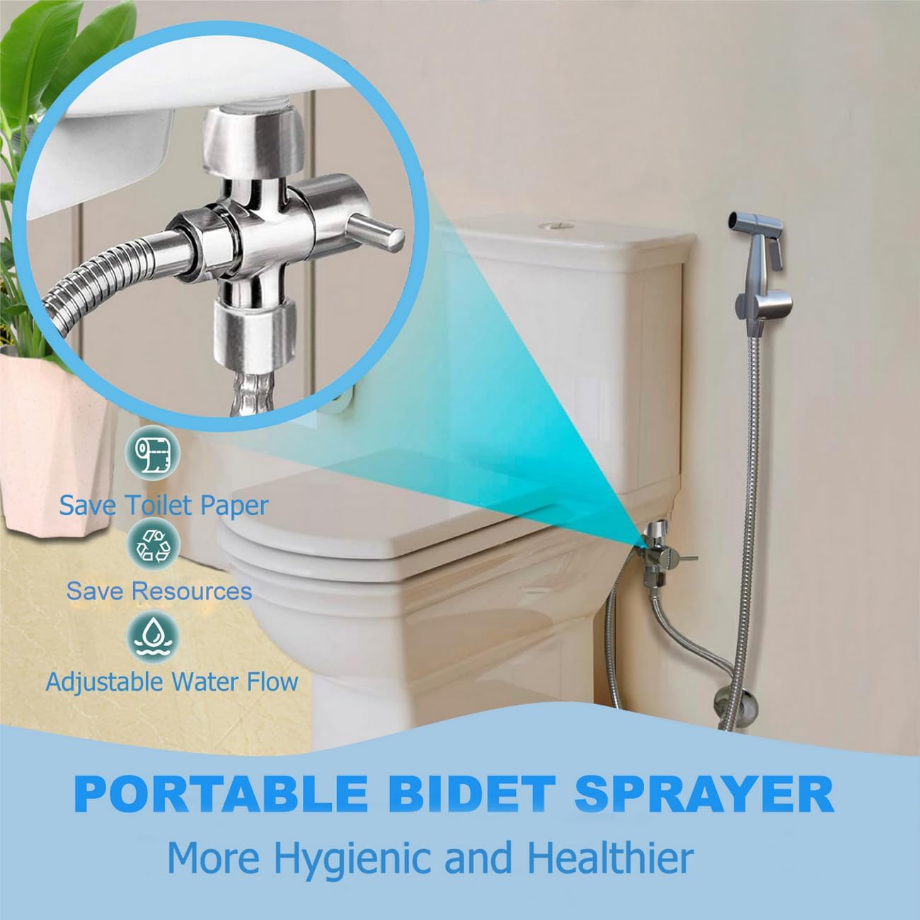 Toilet Adapter Hose Bidet Sprayer, Adjustable Water Pressure for Feminine Wash, Baby Diaper & Multi-Use （1）