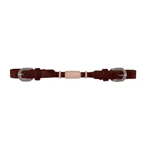 Argentina Cow Leather Rolled Curb Strap with Rawhide - Latigo