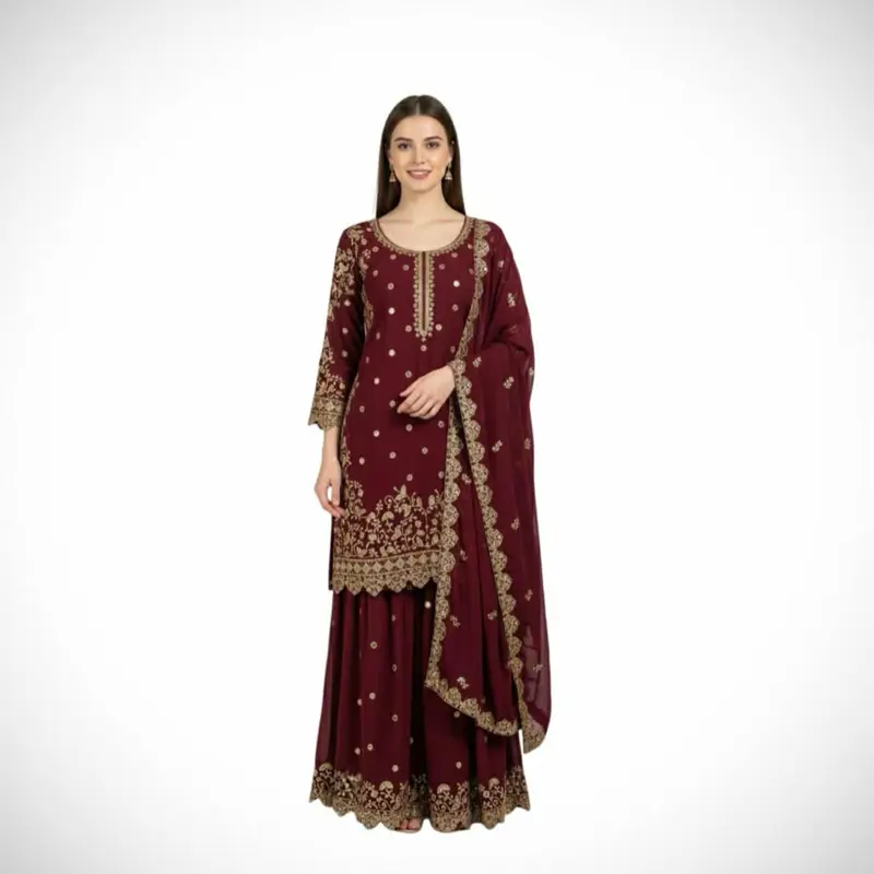 Plus-size Fashion Georgette Sarara Set for Special Occasions Womenswear Casual Dress