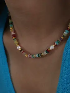 Natural stone pearl necklace, Bohemian-style jewelry, adjustable length, suitable for women and girls, fashionable party jewelry, everyday clothing accessories, trendy and versatile, and exquisite birthday gift jewelry, elegant necklace