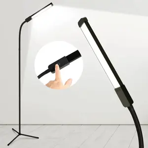 Floor Lamp, Bright Led Lash lamp for Eyelash Extensions, Dimmable Brightness and 3 Colors Lash Light, Adjustable Height and Gooseneck for Makeup Light lash Bed(Black)