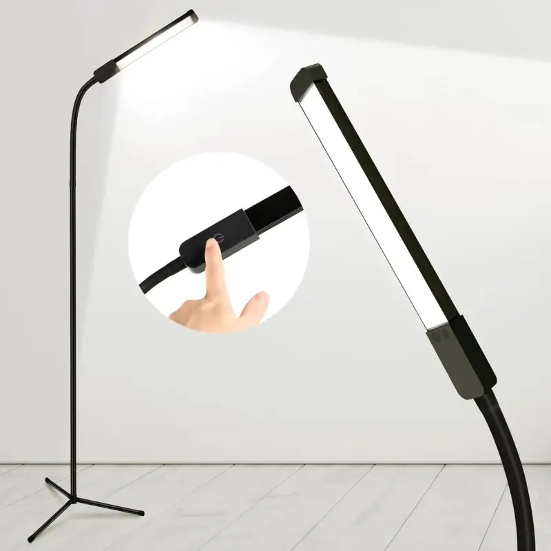 Floor Lamp, Bright Led Lash lamp for Eyelash Extensions, Dimmable Brightness and 3 Colors Lash Light, Adjustable Height and Gooseneck for Makeup Light lash Bed(Black)