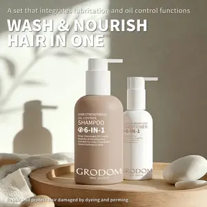 GRODOM Amino Acid Shampoo & Conditioner Set, Hair Growth & Loss Prevention, Argan Jojoba Oil Moisturizing, Sulfate-Free, Biotin Infused, Deep Repair for Color Treated & Permed Hair, Scalp Refreshing & Volumizing, 300ml x 2