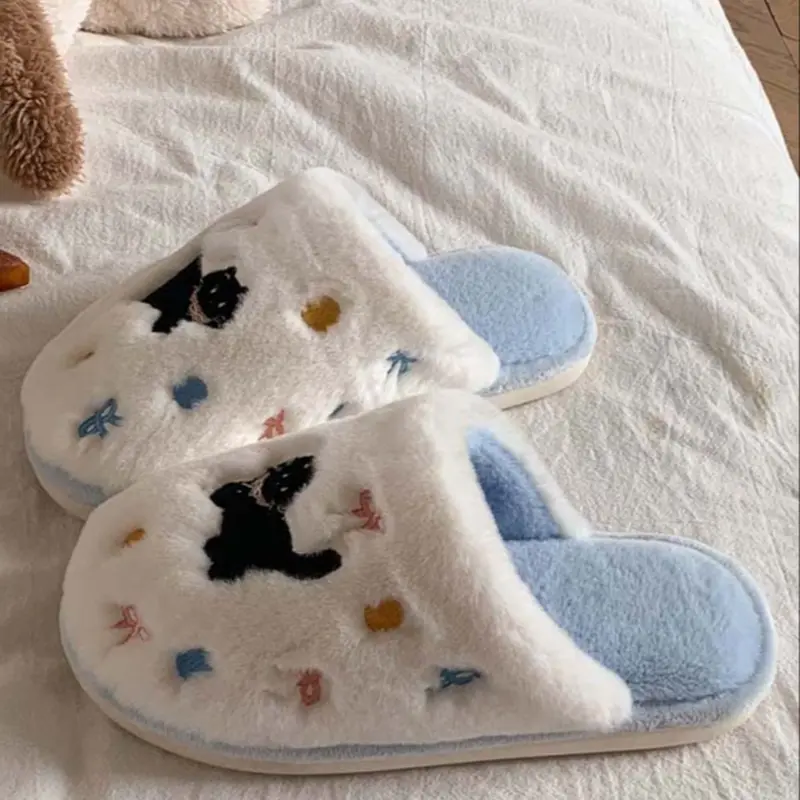 New Anti-Slip Plush for Women, Cute Cartoon Design, Comfortable Home Wear, House Slipper, Fall & Winter Seasonal Footwear